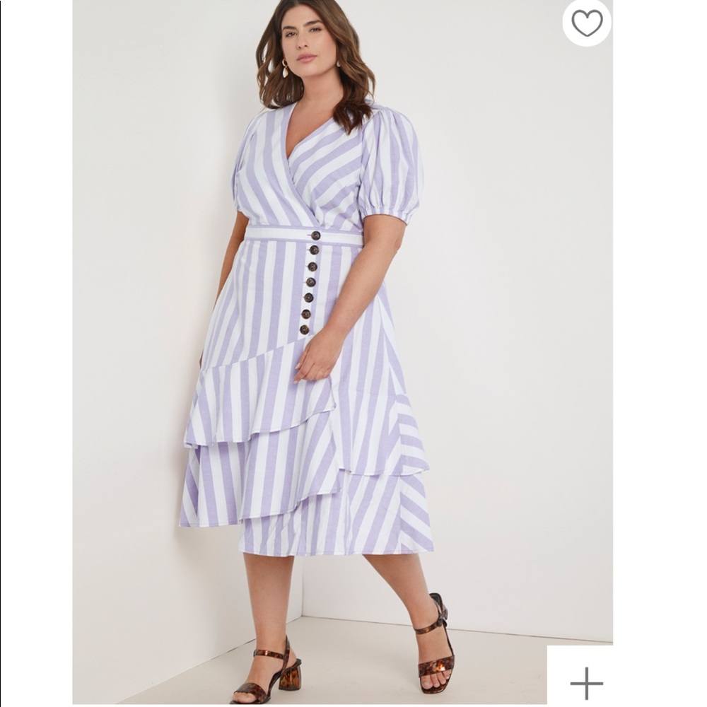 Eloquii Button Front Puff Sleeve Dress